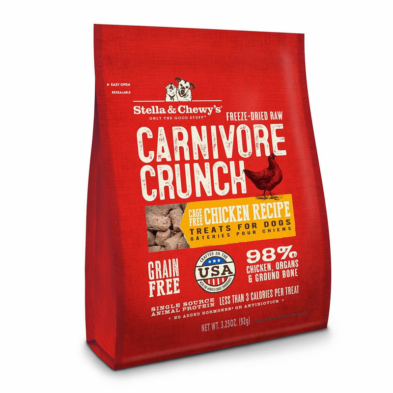 Stella & Chewy's Freeze-Dried Raw Carnivore Crunch Cage-Free Chicken Recipe Grain-Free Dog Treats, 3.25 oz bag
