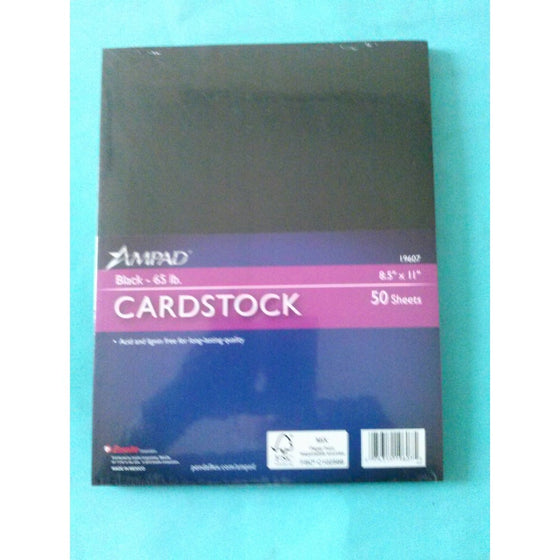 Esselte Ampad 19607 Cardstock Black 65 lb. 8 1/2" x 11" 50 Sheets Acid and Lignin Free