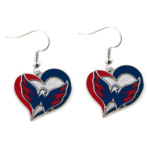 Washington Capitals Swirl Heart Earring NHL Dangle Logo Charm Gift