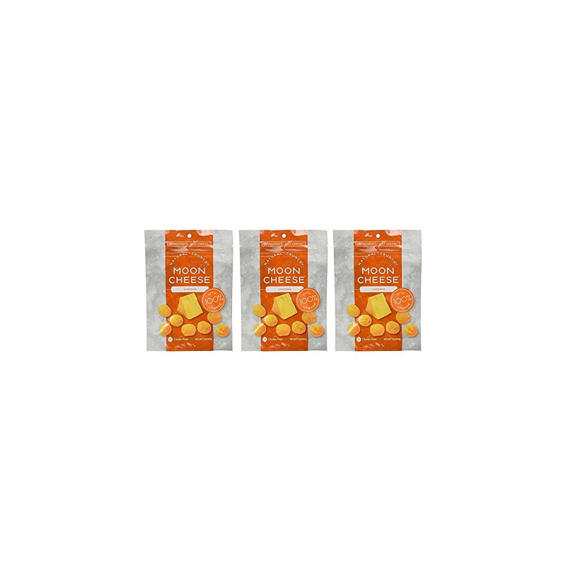 Moon Cheese 2 OZ, Pack of Three, Cheddar, 100% Cheese and Gluten Free