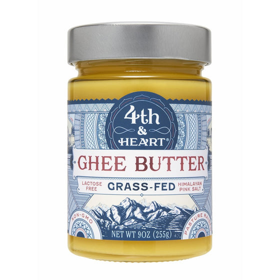 4th & Heart Himalayan Pink Salt Grass-Fed Ghee Butter by, 9 Ounce, Pasture Raised, Non-GMO, Lactose Free, Certified Paleo