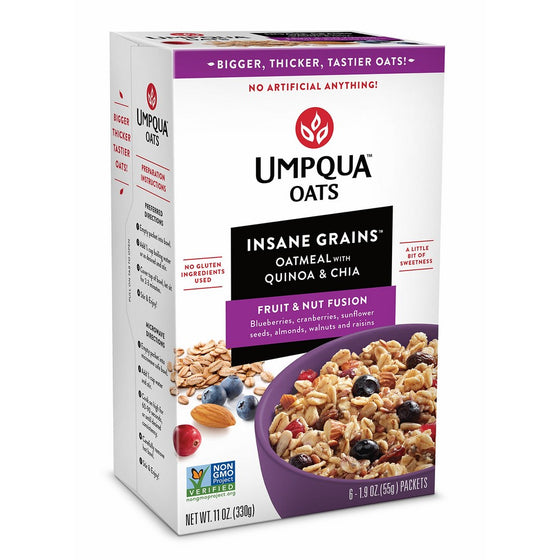 Umpqua Oats Insane Grains Fruit & Nut Fusion 3 Cartons (18 Pouches)