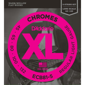D'Addario ECB81-5 5-String Bass Guitar Strings, Light, 45-132, Long Scale