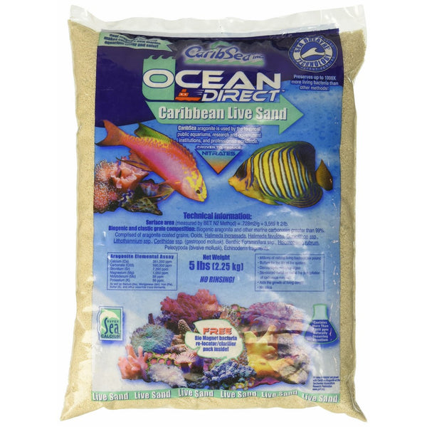 Carib Sea ACS00905 Ocean Direct Natural Live Sand for Aquarium, 5-Pound