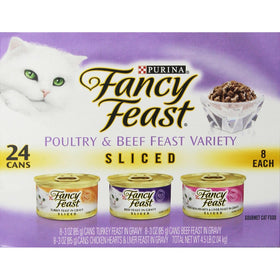 Purina Fancy Feast Sliced Poultry & Beef Collection Cat Food - (24) 3 oz. Cans