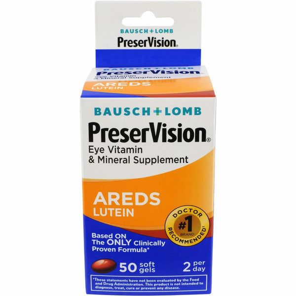 Bausch & Lomb Preservision with Lutein Eye Vitamin & Mineral Supplement, 50-Count Soft Gels