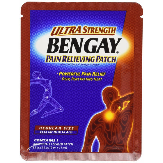Bengay Pain Relieving Patch, Ultra Strength, Regular Size, 5-Count Patches (Pack of 3)