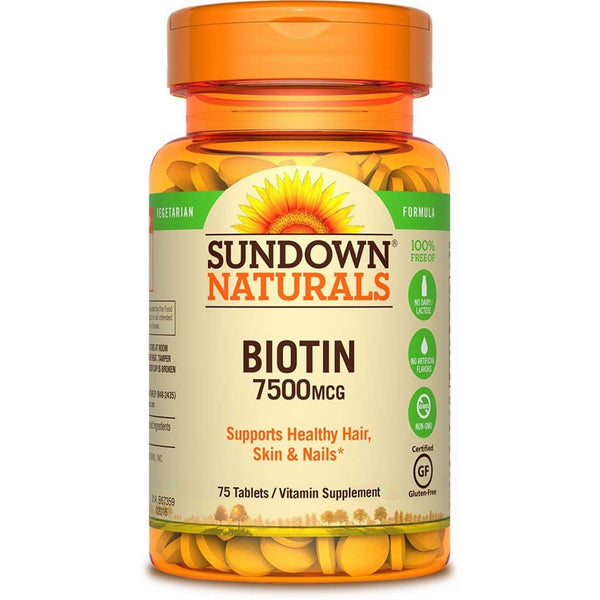 Sundown Naturals Super Strength Biotin 7500 mcg, 75 Tablets