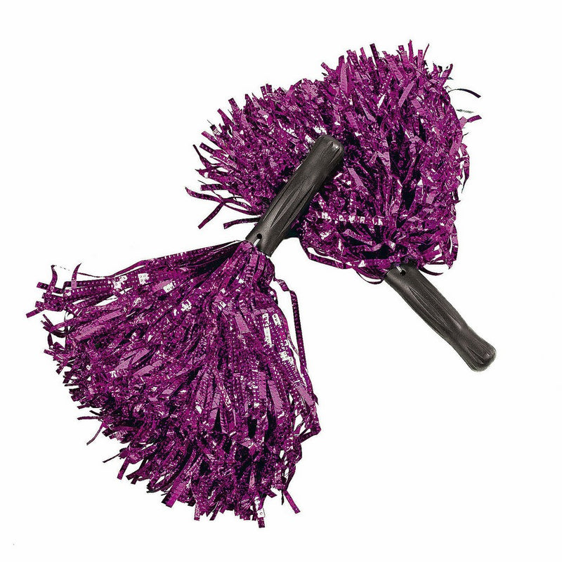 Fun Express Metallic Foil Pom Poms Purple