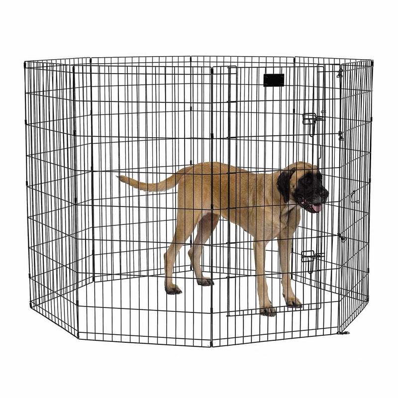 MidWest Foldable Metal Exercise Pen/Pet Playpen, Black w/door, 24" W x 48" H