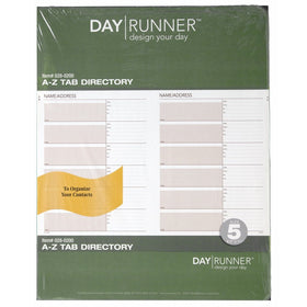 Day Runner Undated Planner Telephone and Address A–Z Tabs, 8.5 x 11 Inches (028-0200)