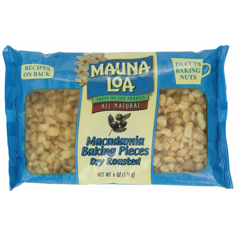 Mauna Loa Macadamia Baking Pieces, Dry Roasted, 6-Ounce Bags (Pack of 4)