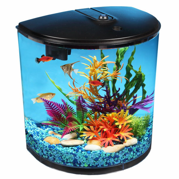 Koller Products AquaView 3.5-Gallon Fish Tank with Power Filter and LED Lighting