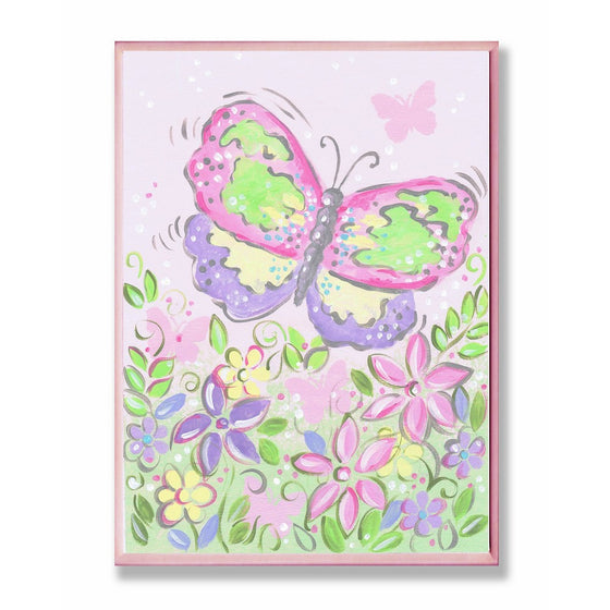 The Kids Room by Stupell Large Pastel Butterfly and Flowers Rectangle Wall Plaque