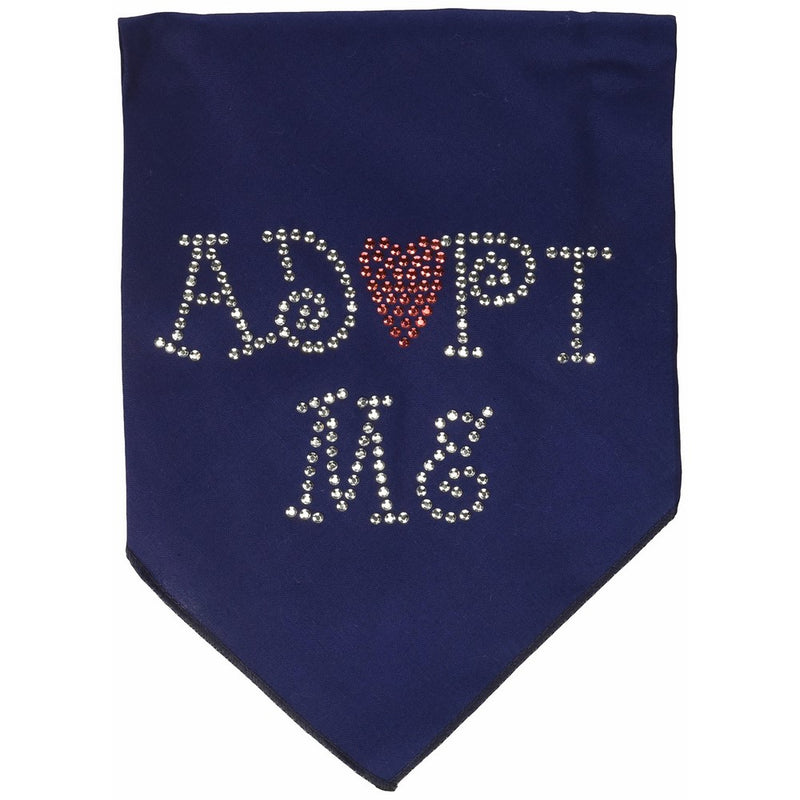 Mirage Pet Products Adopt Me Rhinestone Bandana, Large, Navy Blue