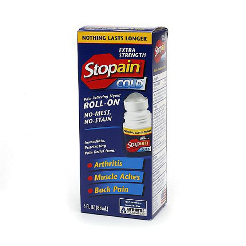 Stopain Cold Pain Relieving Liquid Roll-On Extra Strength 3.0 oz. (Quantity of 4)