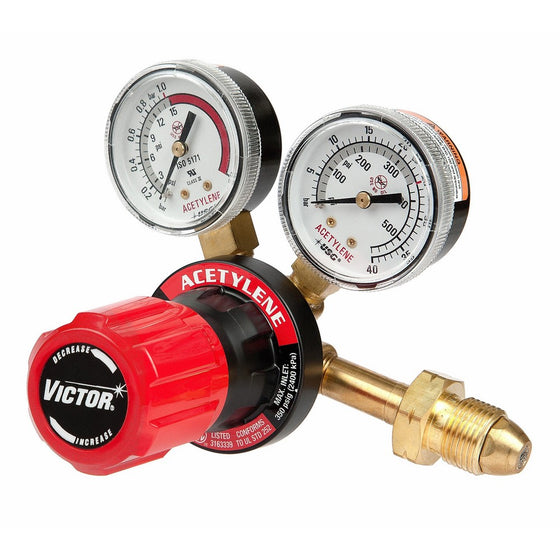 Victor Technologies 0781-9405 G250-15-510 Medium Duty Single Stage Acetylene Regulator, 15 psig Delivery Range, CGA 510 Inlet Connection
