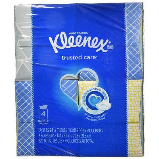 Kleenex Facial Tissue - 55 2-ply Box, 4 Pack,Designs may vary