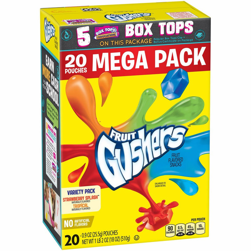 Gushers Betty Crocker Variety Pack of Strawberry Splash and Tropical Flavors Mega Pack 20-0.9 oz Pouches