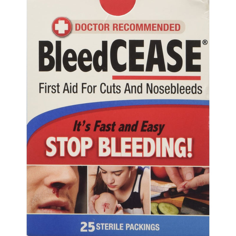 Bleedcease First Aid for Cuts and Nosebleeds Sterile Packings, 25 Count