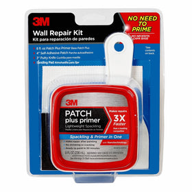 3M Patch Plus Primer Kit with 8 fl. oz Patch Plus Primer, Self-Adhesive Patch, Putty Knife and Sanding Pad