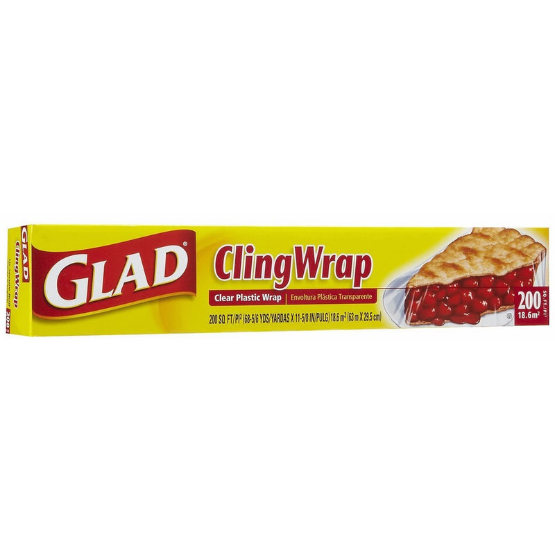 Glad Cling Wrap Clear Plastic Wrap - 200 sq ft - 3 pk