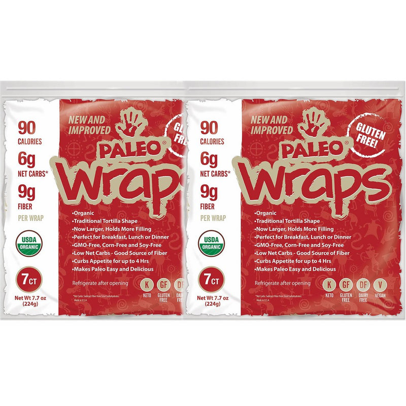 Julian Bakery Paleo Wraps (Traditional) USDA Organic (Gluten Free & Low Carb) (2 Pack) (14 Individual Wraps)
