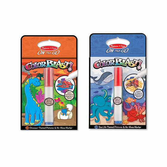 Melissa & Doug ColorBlast! Sea Life and Dinosaurs Color-Reveal Coloring Books, 2-Pack