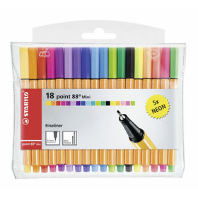 Stabilo Point 88 Mini Fineliner Pens, Set of 18, Multicolored