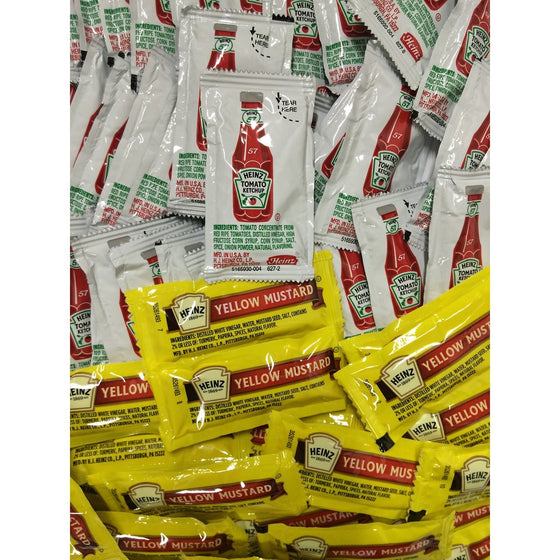 Heinz Condiment Packets Ketchup and Mustard (100 Total; 50 Each Flavor)