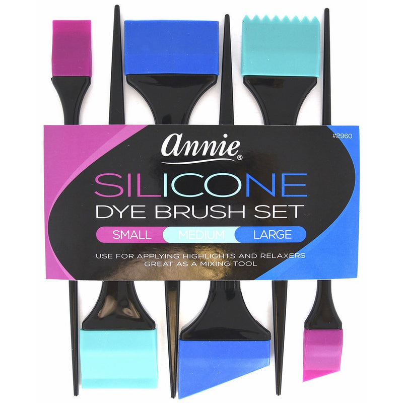 Annie Silicone Dye Brush Set of 6 Pieces for Hair Colors Relaxers and Highlights