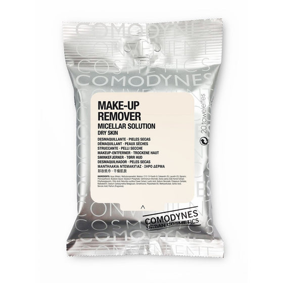 Comodynes Makeup Removers Toweletts for Face and Eyes with Oats for Dry Skin. 3 -20 towels packs