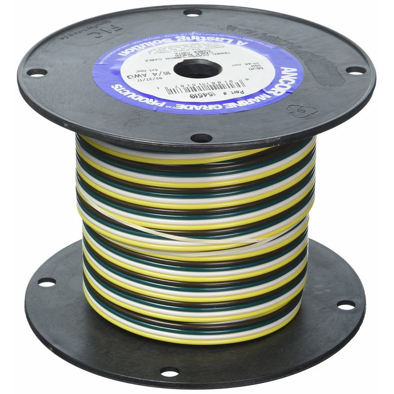 Ancor 154510 Marine Grade Electrical Flat Tinned Ribbon Boat 4-Cable Wiring (16-Gauge, 100-Feet)
