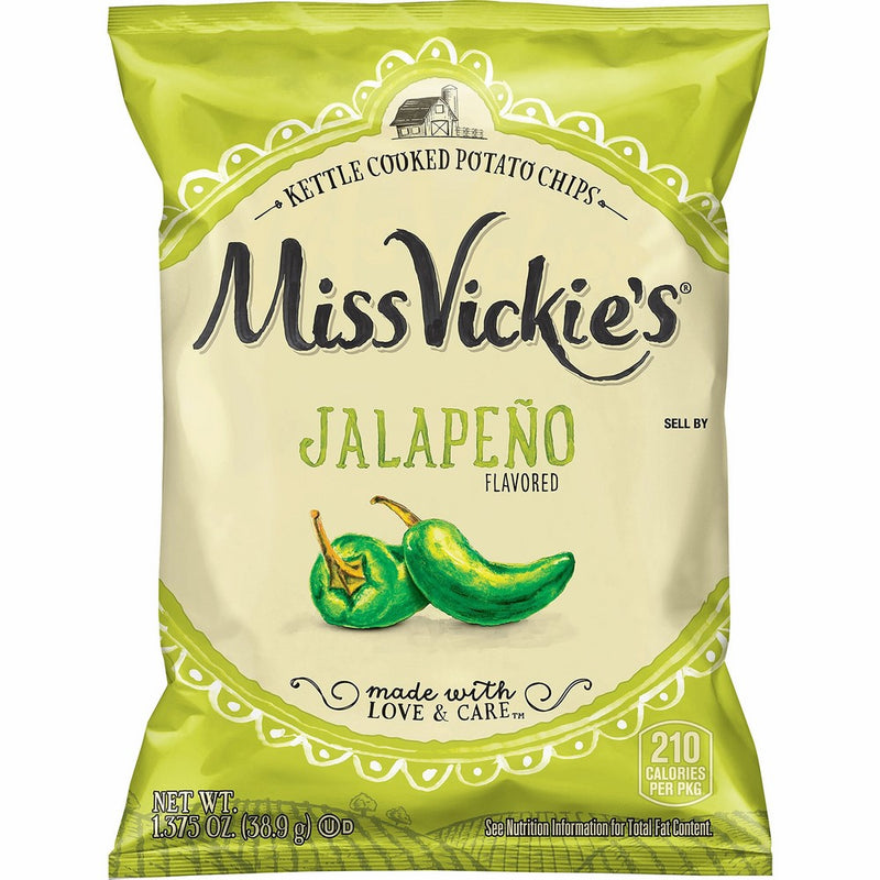 Miss Vickie's Jalapeño Flavored Kettle Cooked Chips, 1.375 Ounce (64 Pack)
