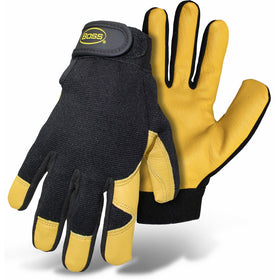 Boss Manufacturing Company Boss Gloves #4048L Premium Goatskin Boss Guard Gloves, Size Large, Color Black and Gold.