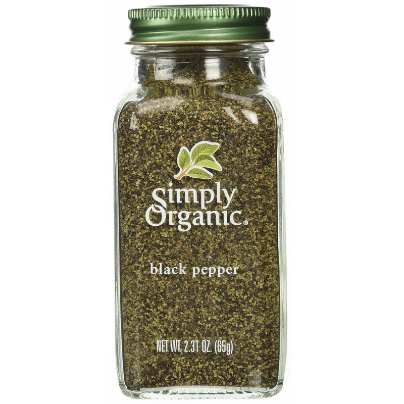 Simply Organic Pepper, Black Medium Grind Certified Organic, 2.31 Ounce Containers (Pack of 3)