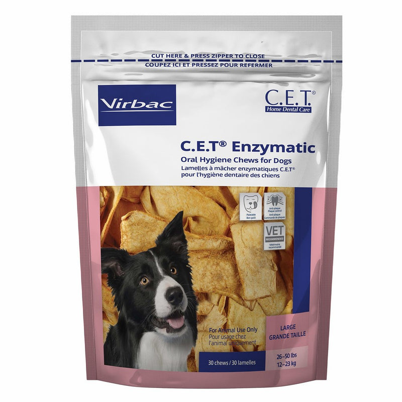 Virbac C.E.T. Enzymatic Oral Hygiene Chews, Large Dog, 30 Count