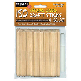 Sargent Art 35-1436 150 -Count Natural Craft Wood Sticks with Glue