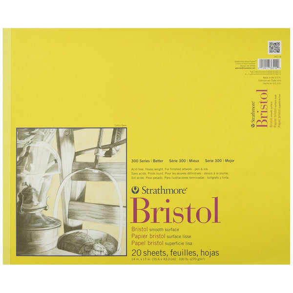 Strathmore 342-14 300 Series Bristol Smooth Pad, 14"x17" Tape Bound, 20 Sheets