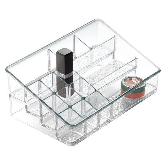 InterDesign Rain Cosmetic Organizer for Vanity Cabinet to Hold Makeup, Beauty Products - Clear