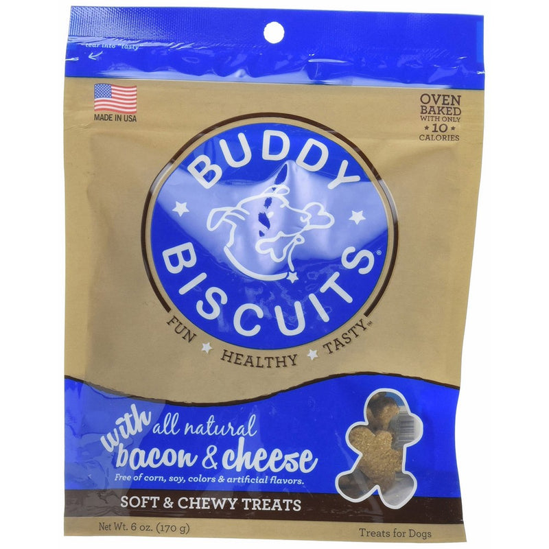 Cloud Star Buddy Biscuits Soft & Chewy Dog Treats with All Natural Bacon & Cheese 6 oz 1 Pack