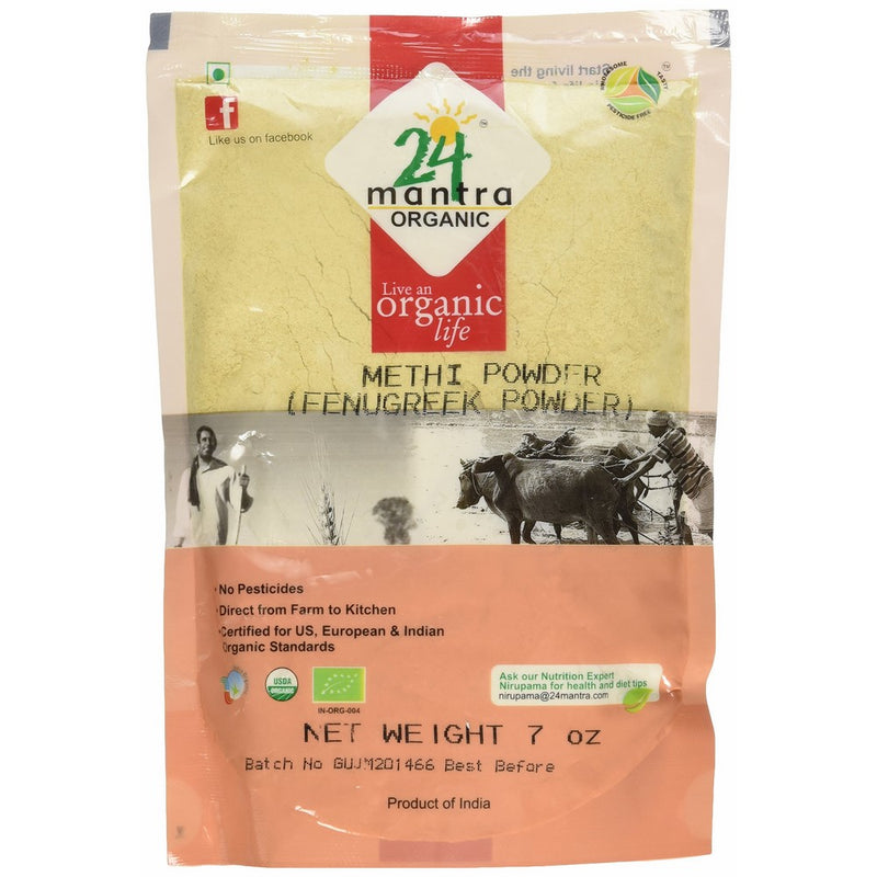 24 Mantra Organic Fenugreek Powder, 7 Oz ,USDA Certified