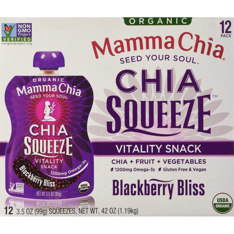 Mamma Chia, Chia Squeeze, Vitality Snack, Blackberry Bliss, 12-3.5 Oz