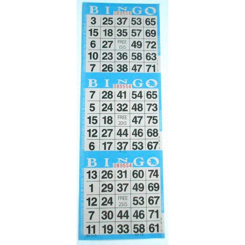 3 on Blue Bingo Paper Cards - 1000 cards
