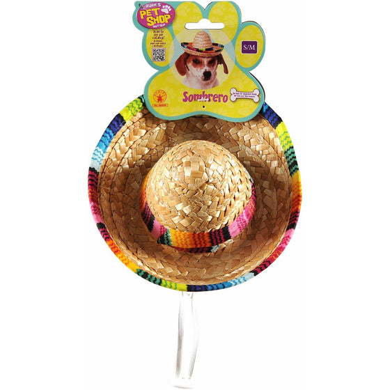 Rubie's Pet Sombrero Hat with Multicolor Trim, Small/Medium
