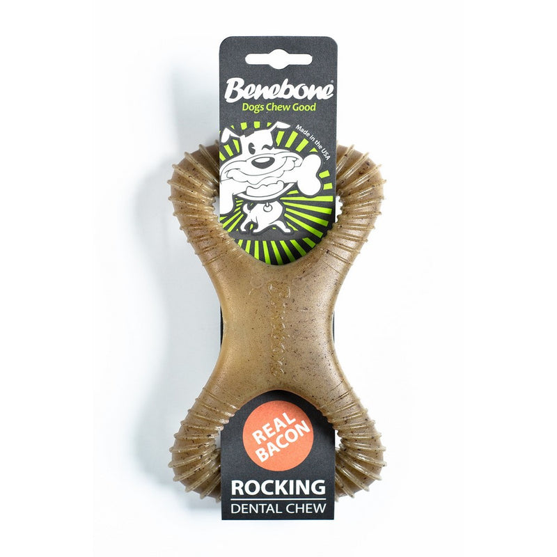 Benebone Dental Dog Chew Toy for Aggressive Chewers, Long Lasting, Made in USA, Medium, Real Bacon Flavor