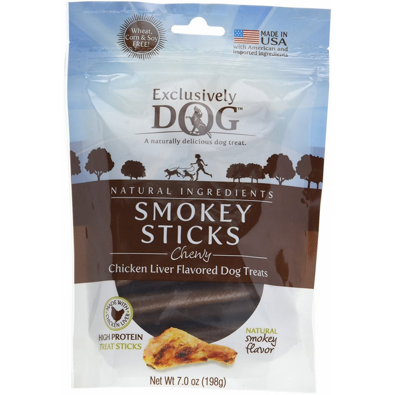 Exclusively Dog Smokey Sticks Chicken Liver Flavored 12 Pouch Dog Treats, 7 oz