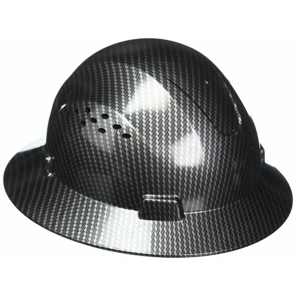 HDPE Hydro Dipped Black Full Brim Hard Hat with Fas-trac Suspension