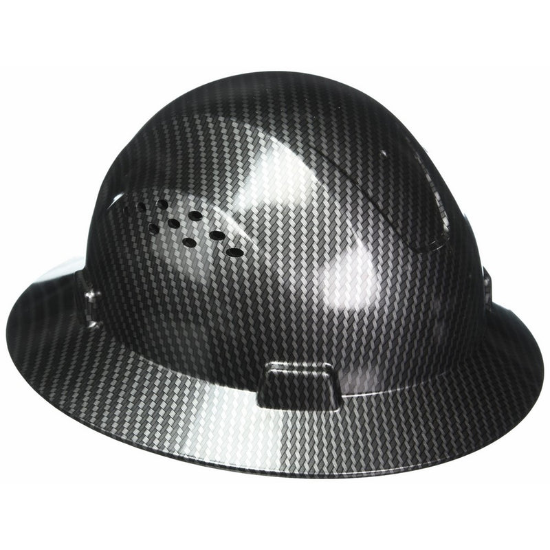 HDPE Hydro Dipped Black Full Brim Hard Hat with Fas-trac Suspension