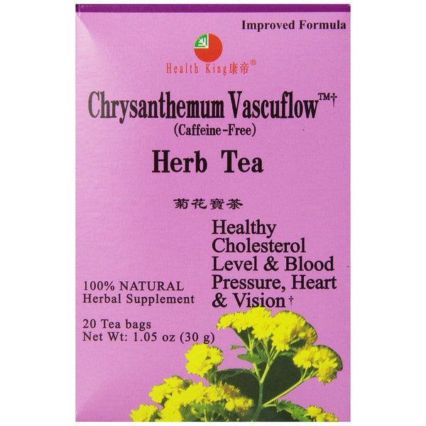 Health King Chrysanthemum Vascuflow Herb Tea, Teabags, 20 Count Box